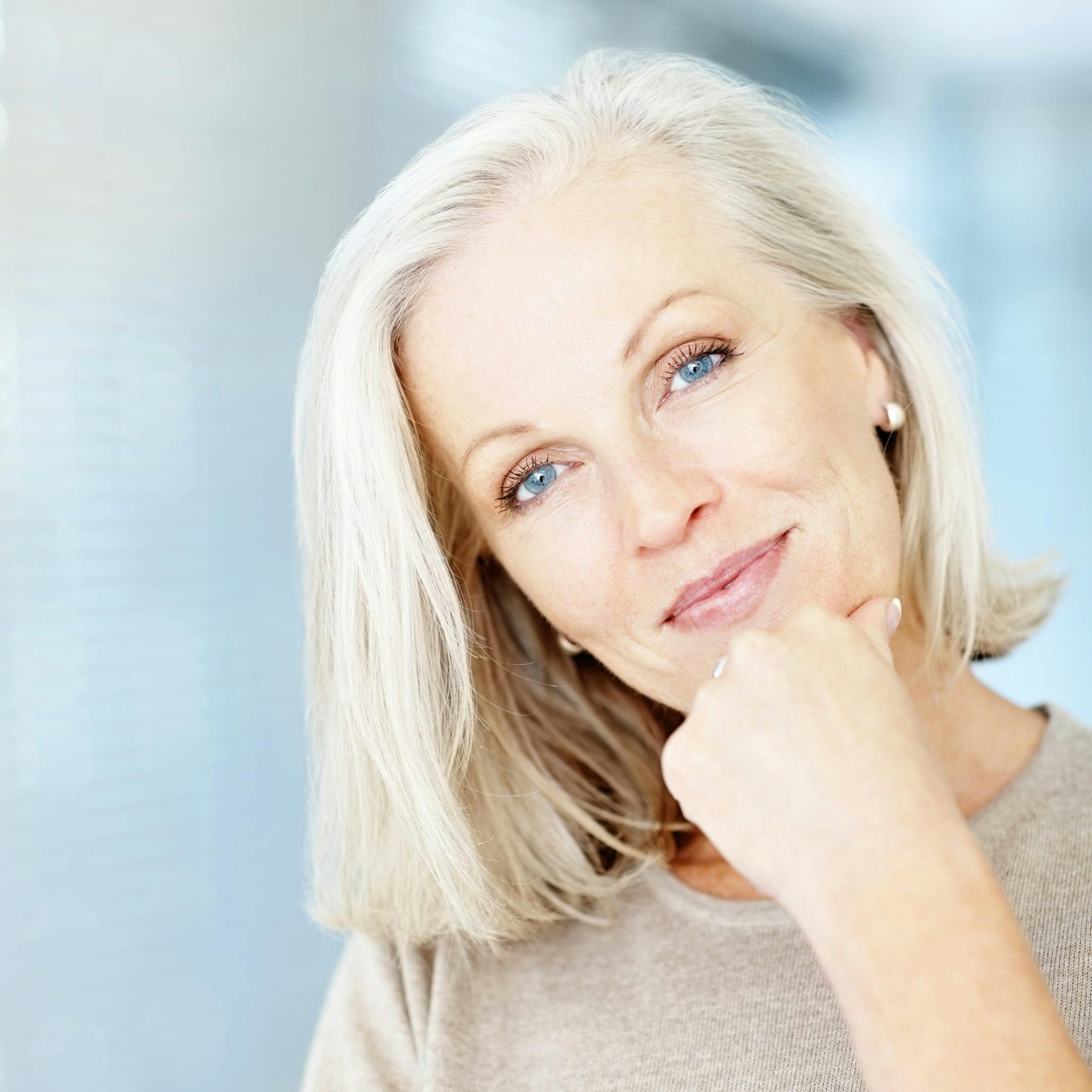 middle-aged woman with shoulder length hair