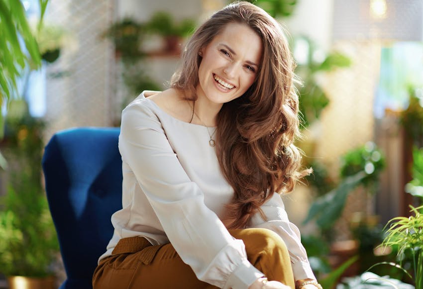 brunette woman sitting