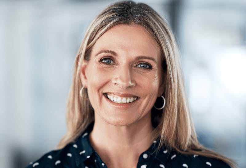 blonde woman smiling