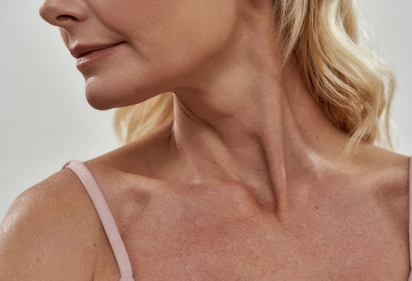 Women's lower face, neck, and chest