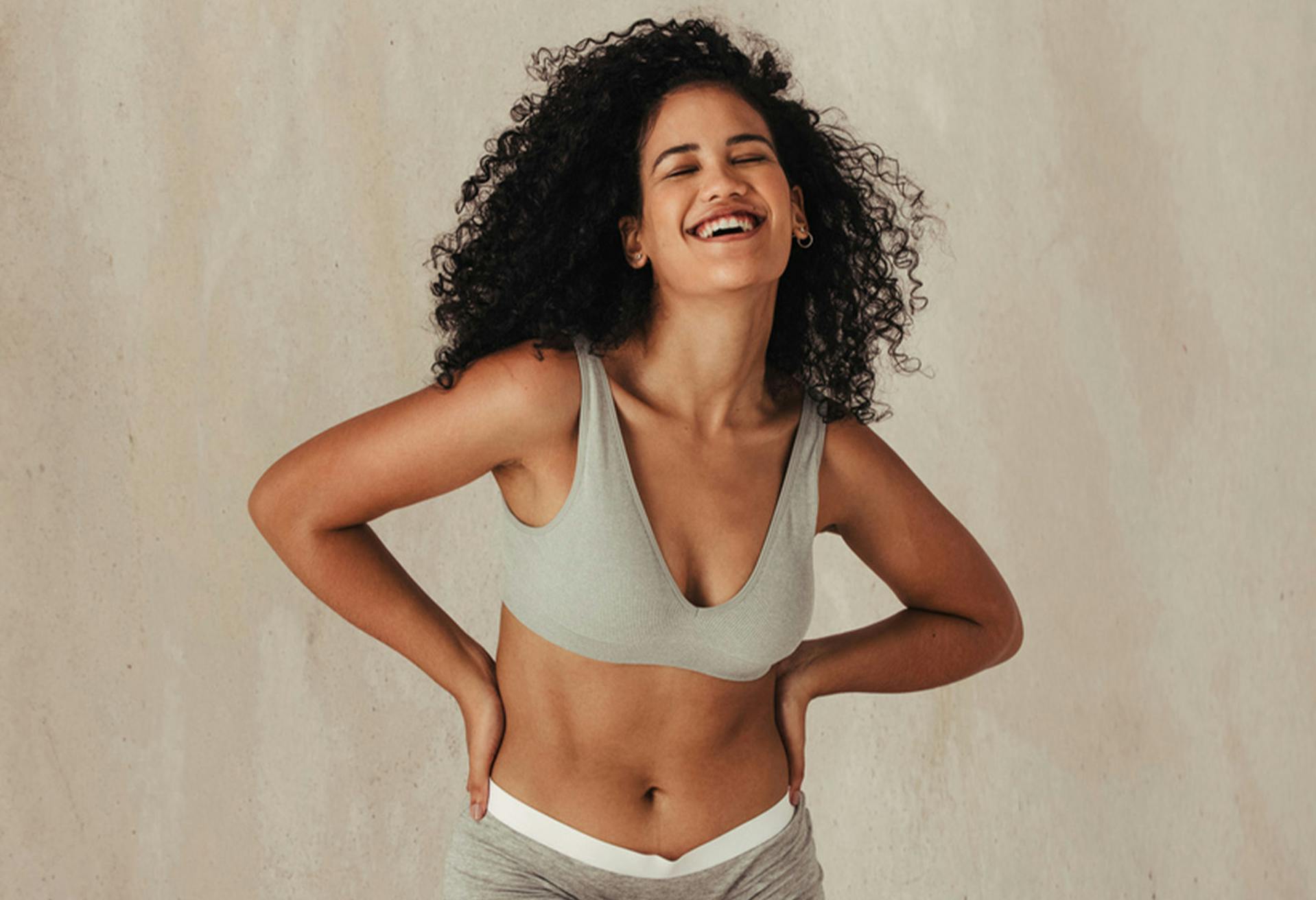 woman in grey athleisure