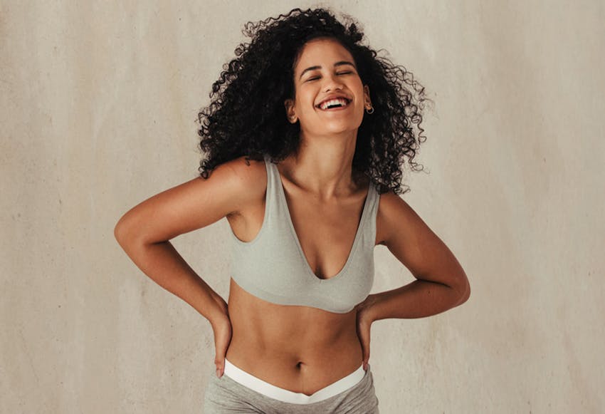 woman in grey athleisure