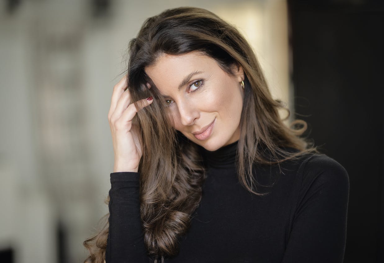 Woman in a black turtle neck