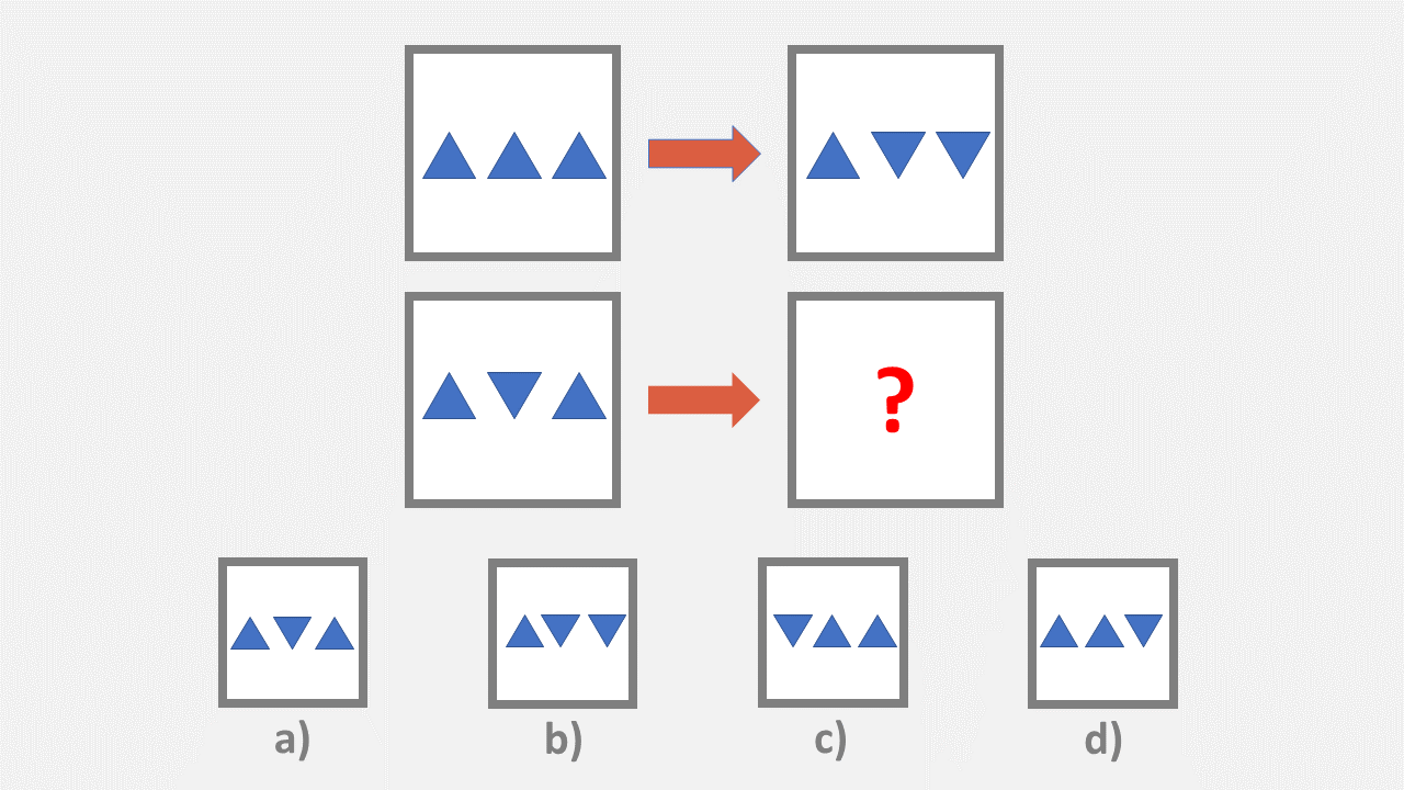 OLSAT level B. What belongs to the bottom set of shapes in the same way that the shapes on the top go together?