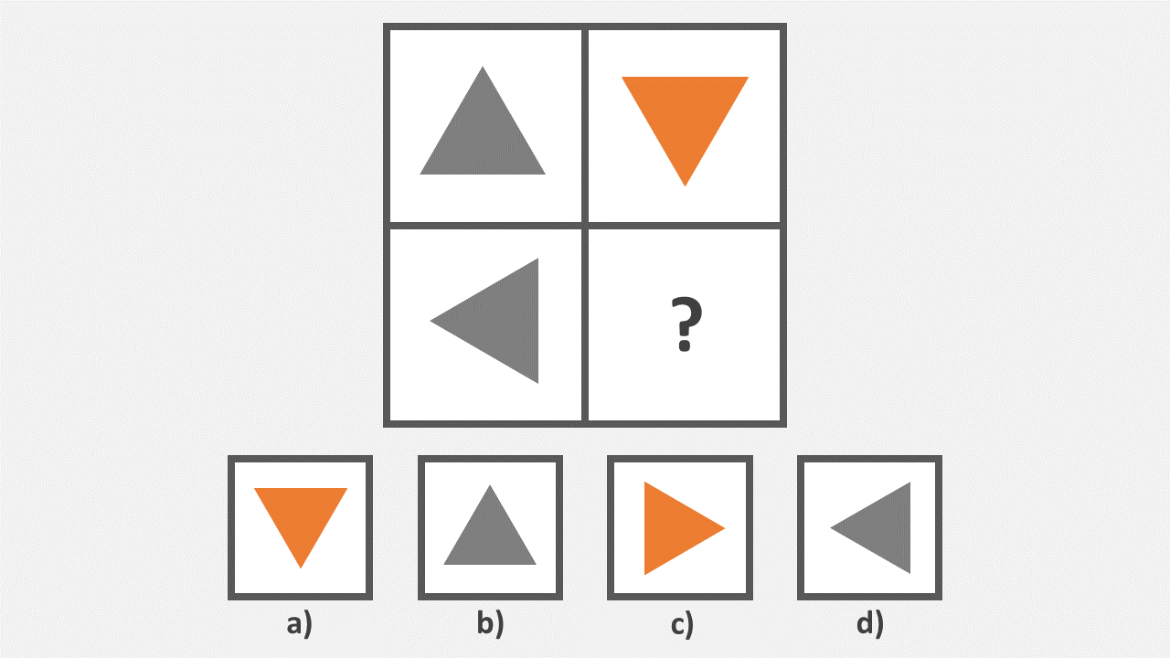 A puzzle with triangles facing in different directions