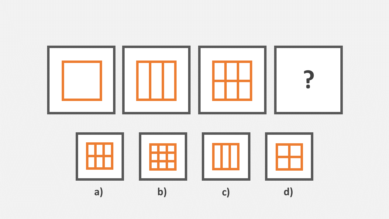 Series of squares split into sections, which comes next?