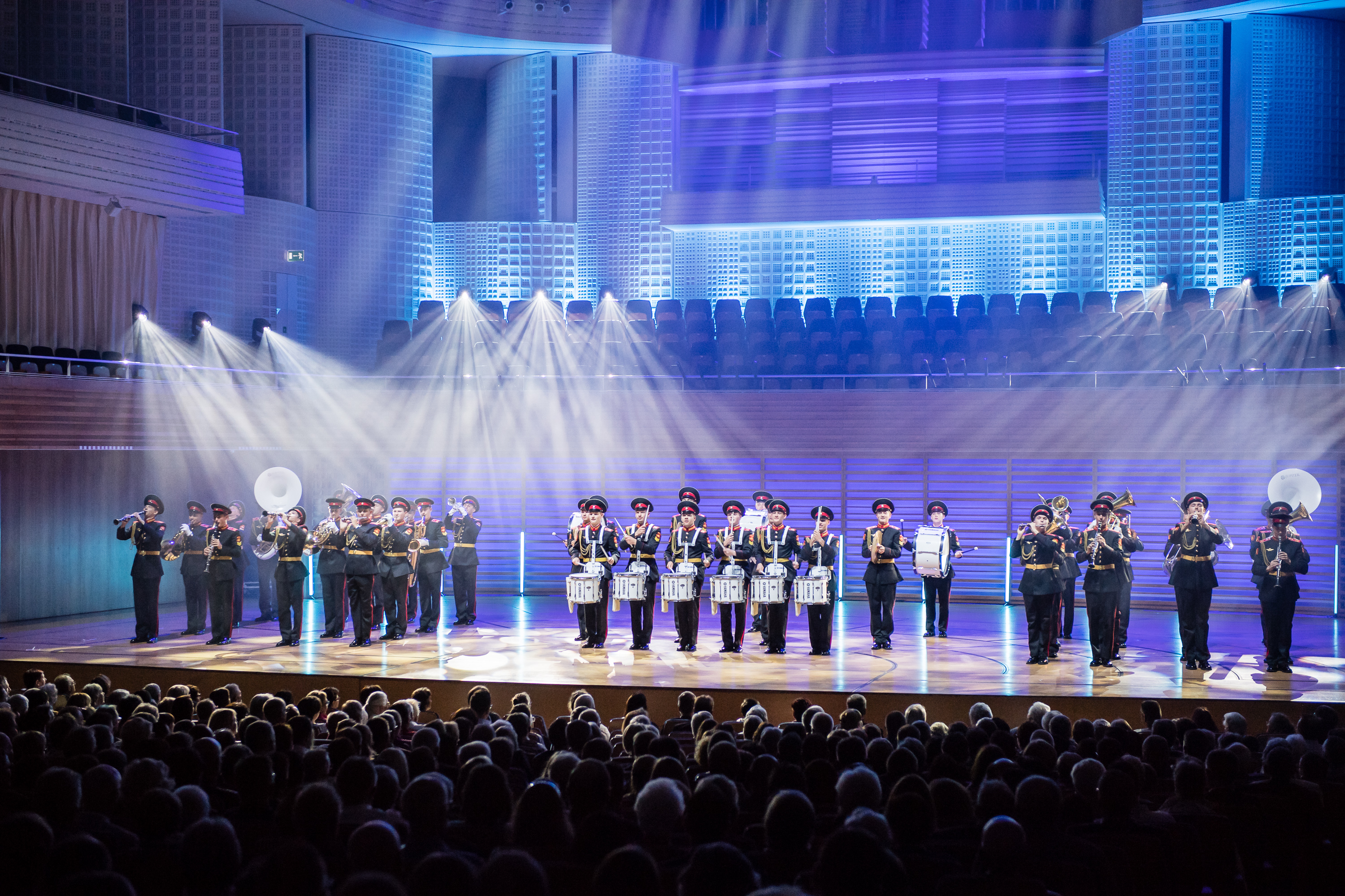 Drummers from Tattoo on Stage in the Concert Hall of the KKL Lucerne