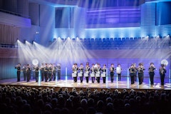 Trommler:innen von Tattoo on Stage im Konzertsaal des KKL Luzern