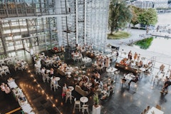 View from above of the Summer Lounge on the Lucerne Terrace of the KKL Lucerne