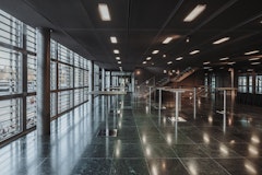 Auditoriumfoyer with Bar Tables at the KKL Lucerne