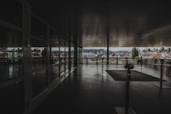 Sicht auf die Stadt von der Terrasse des Terrassensaals im KKL Luzern