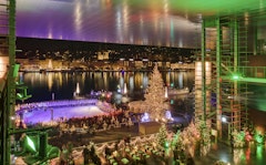 Winter Wonderland on the Lucerne Terrace of the KKL Lucerne with view on the Icefield