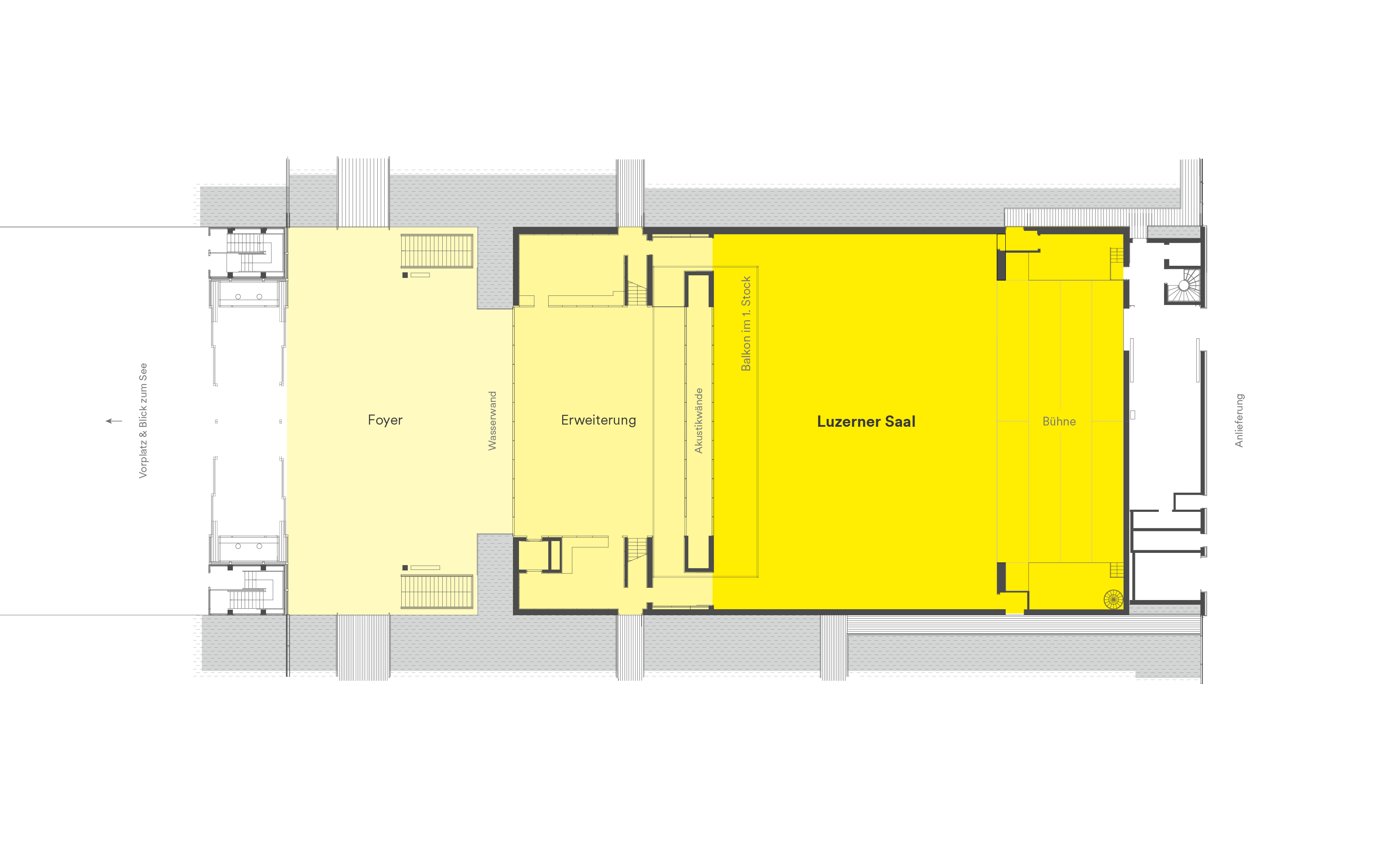 Grundriss Luzerner Saal mit Erweiterung und Foyer im KKL Luzern