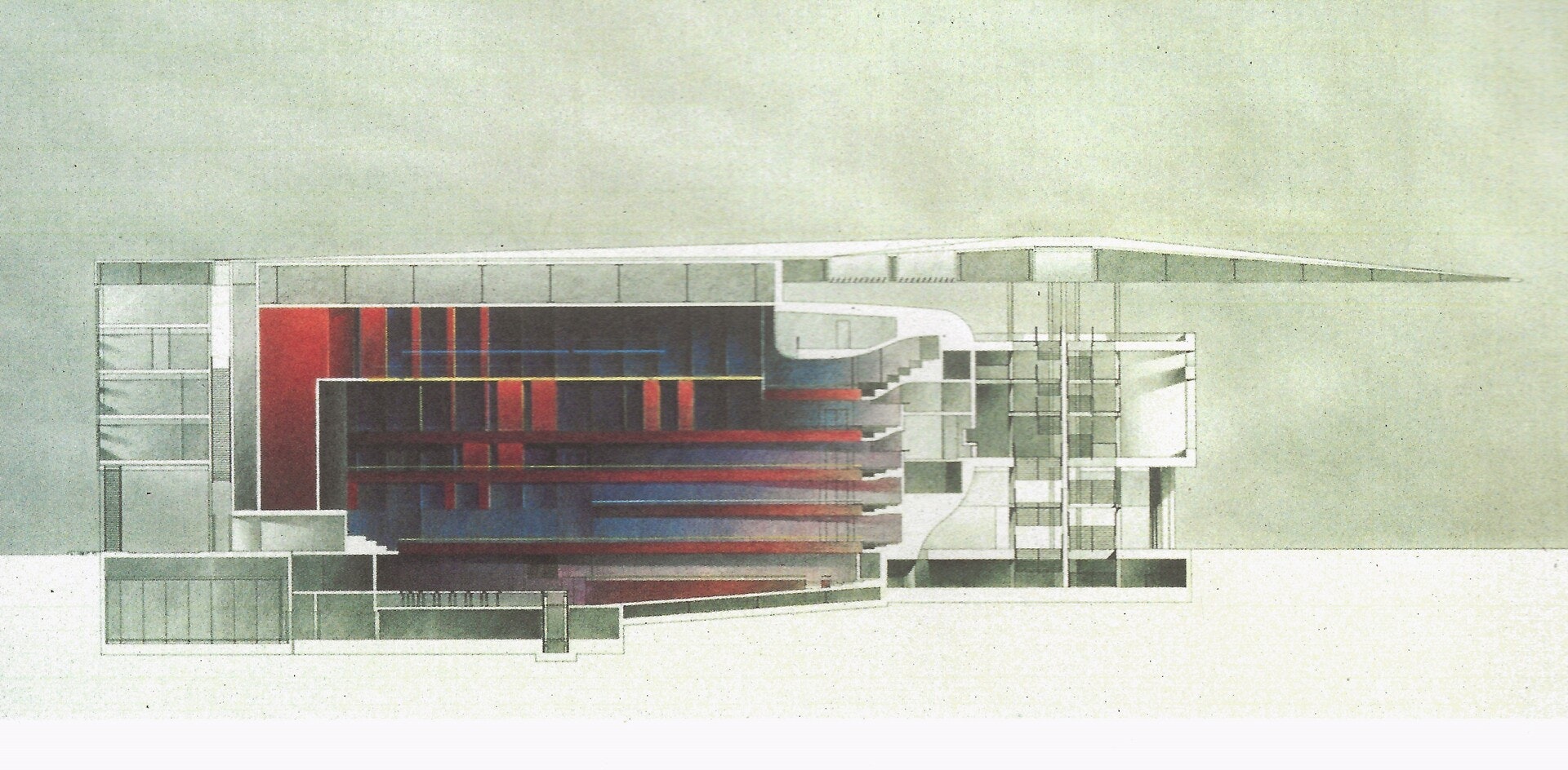 Skizze KKL Luzern Konzertsaal mit Farben