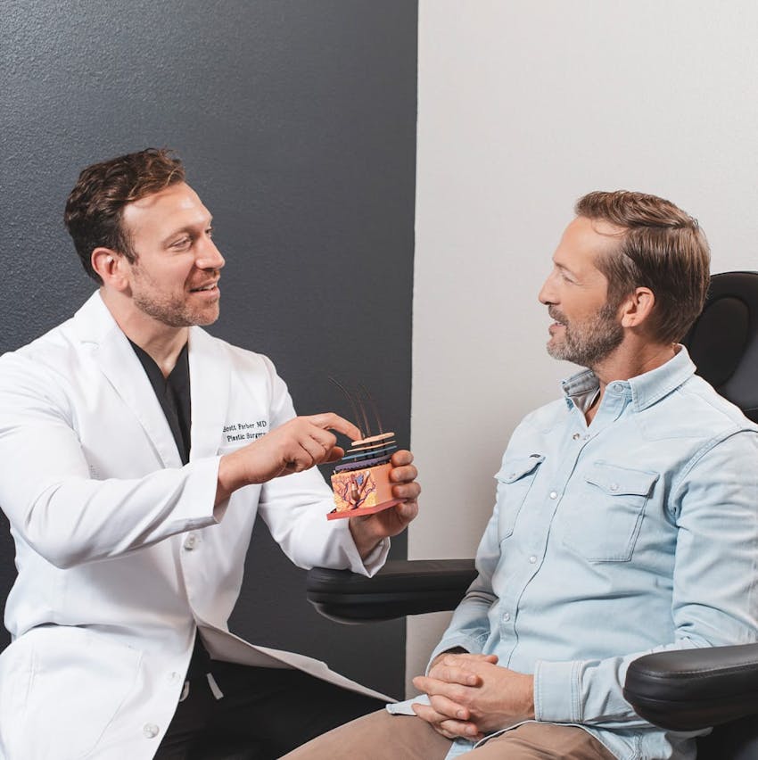 Dr. Farber talking to a patient