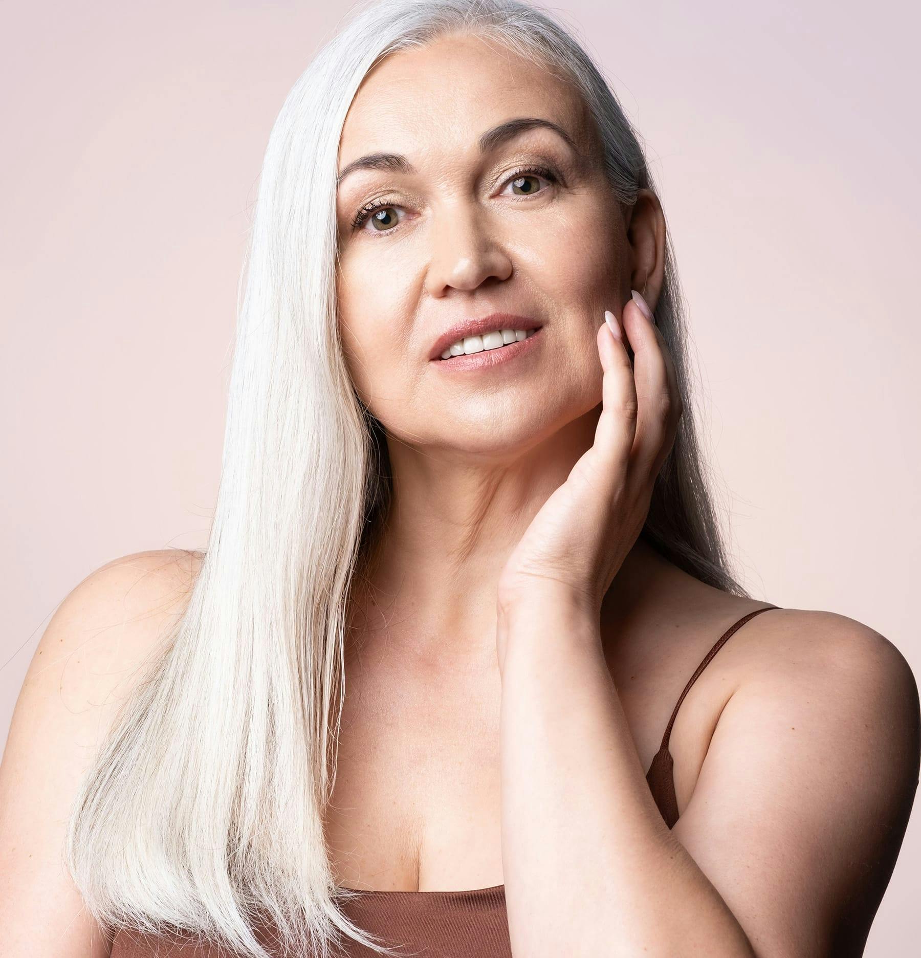 Beautiful woman with long white hair