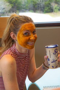 Woman Wearing Tumeric Mask