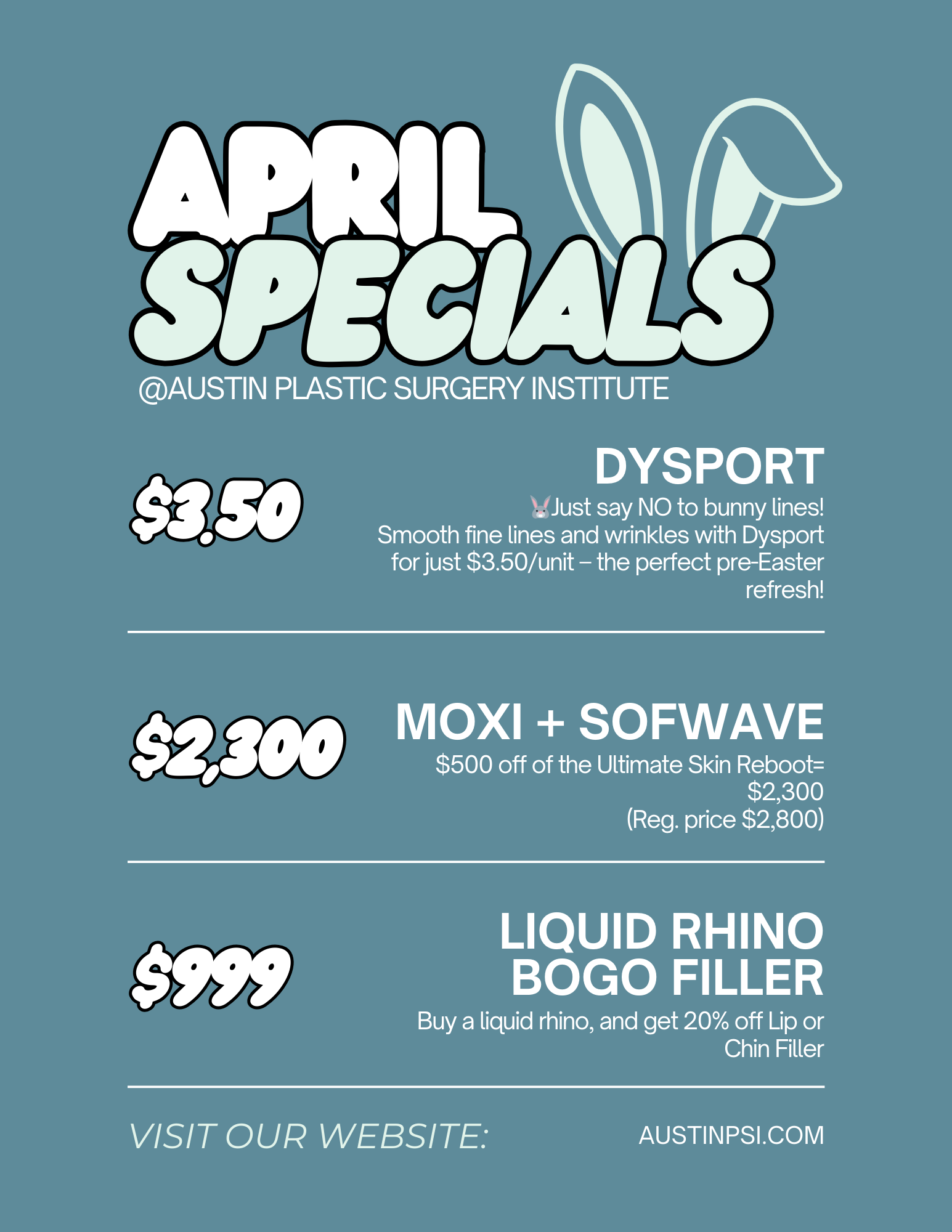 April 2025 Specials for Austin Plastic Surgery