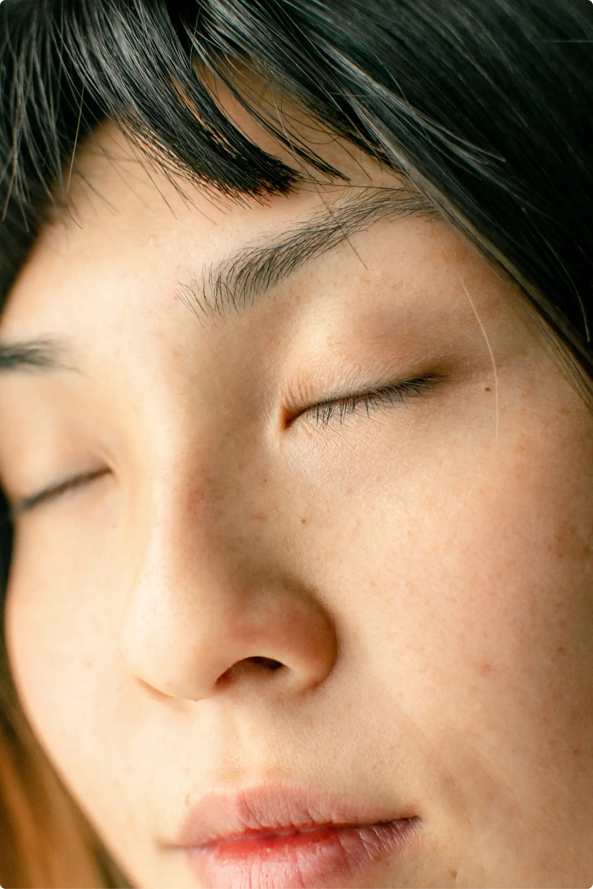 A closeup of a woman's face.