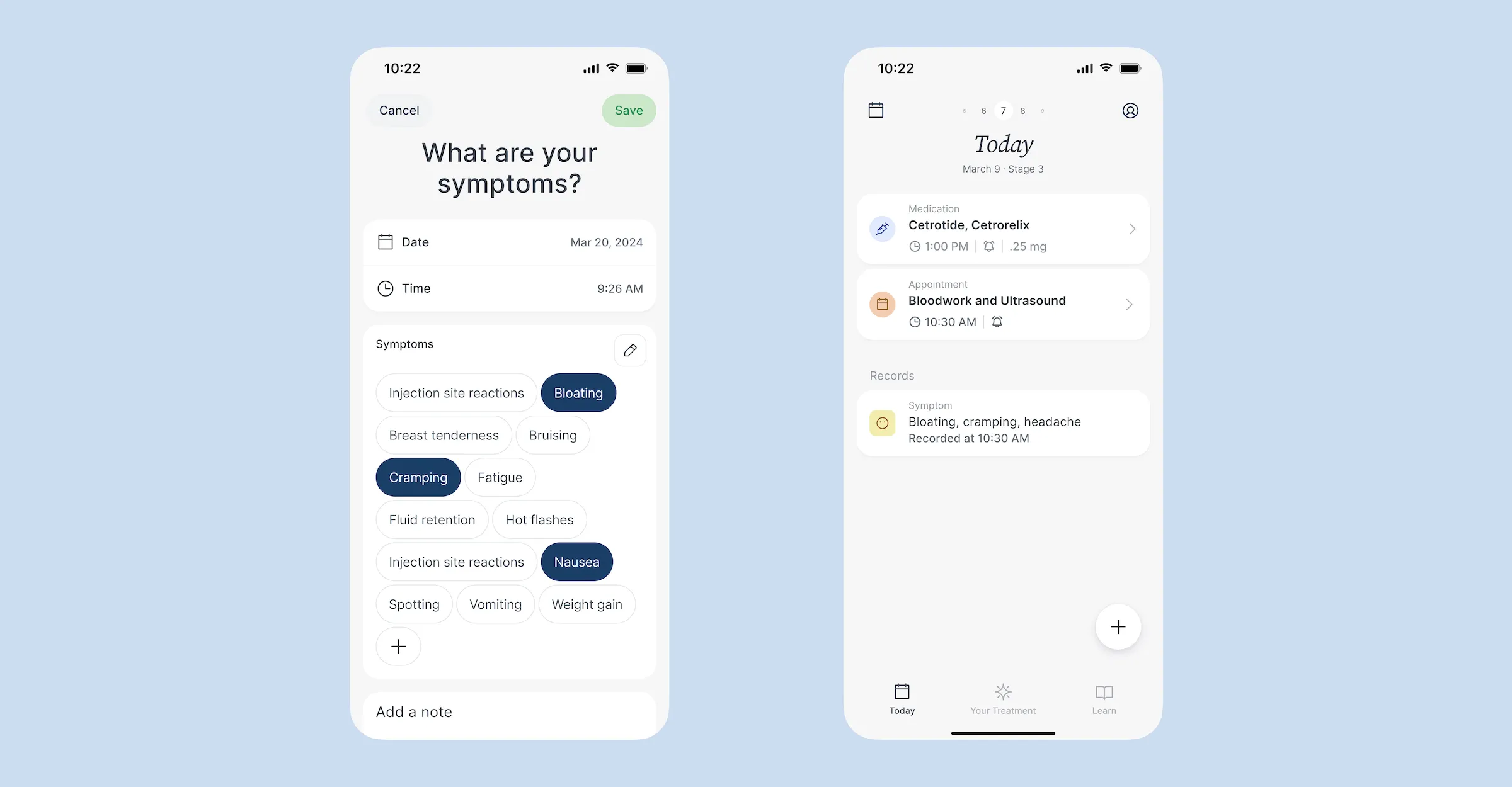 Berry App symptoms feature