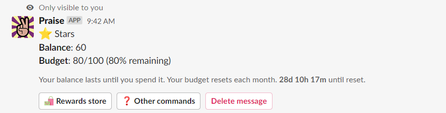 Output of show balance command