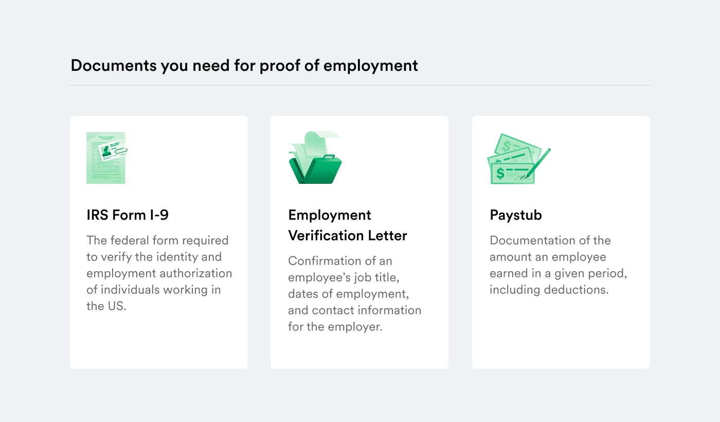 Documents you need for proof of employment