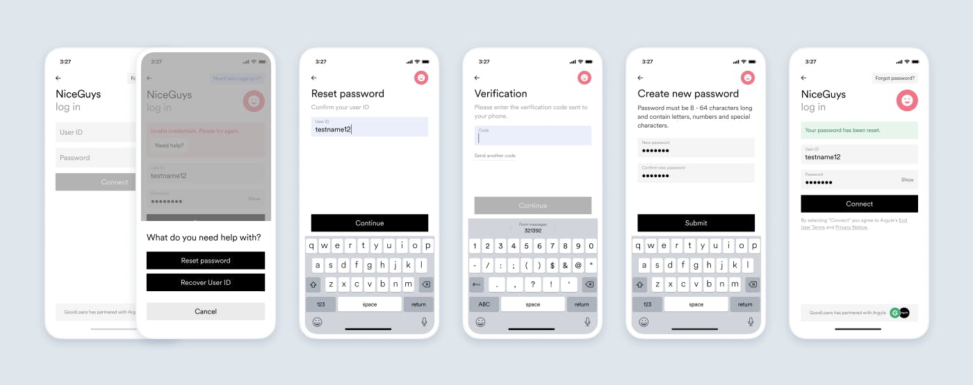 Embedded password-reset flows