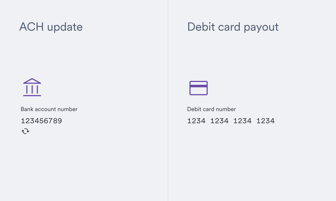 ACH and debit card payout