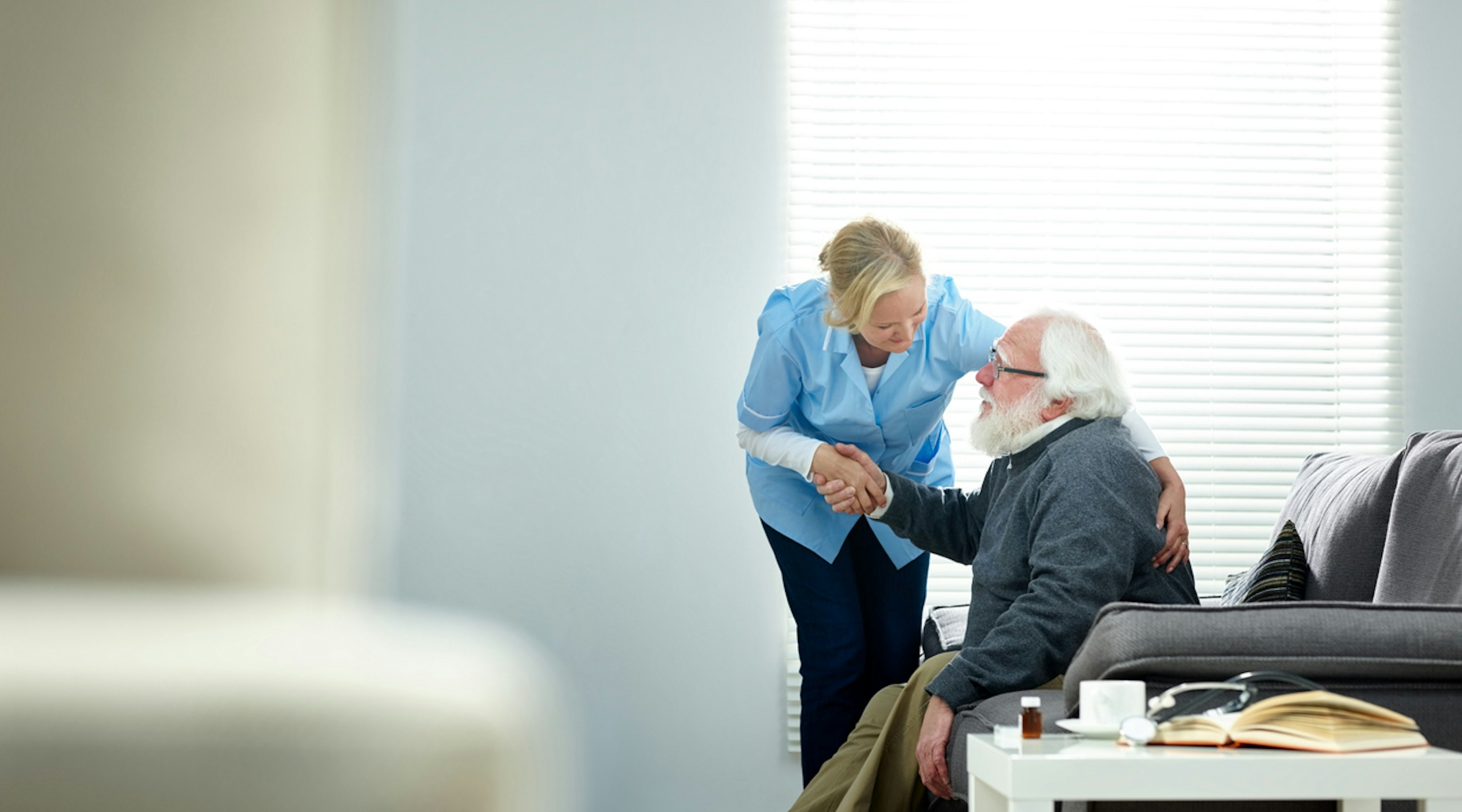 Senior patient receiving medical cannabis treatment in care home