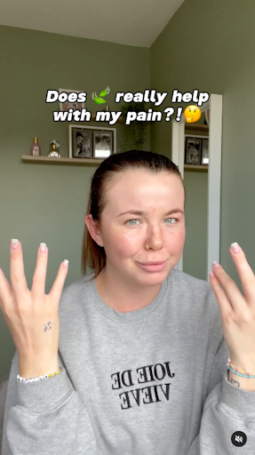 Chloe filming a video about Releaf medical cannabis treatment