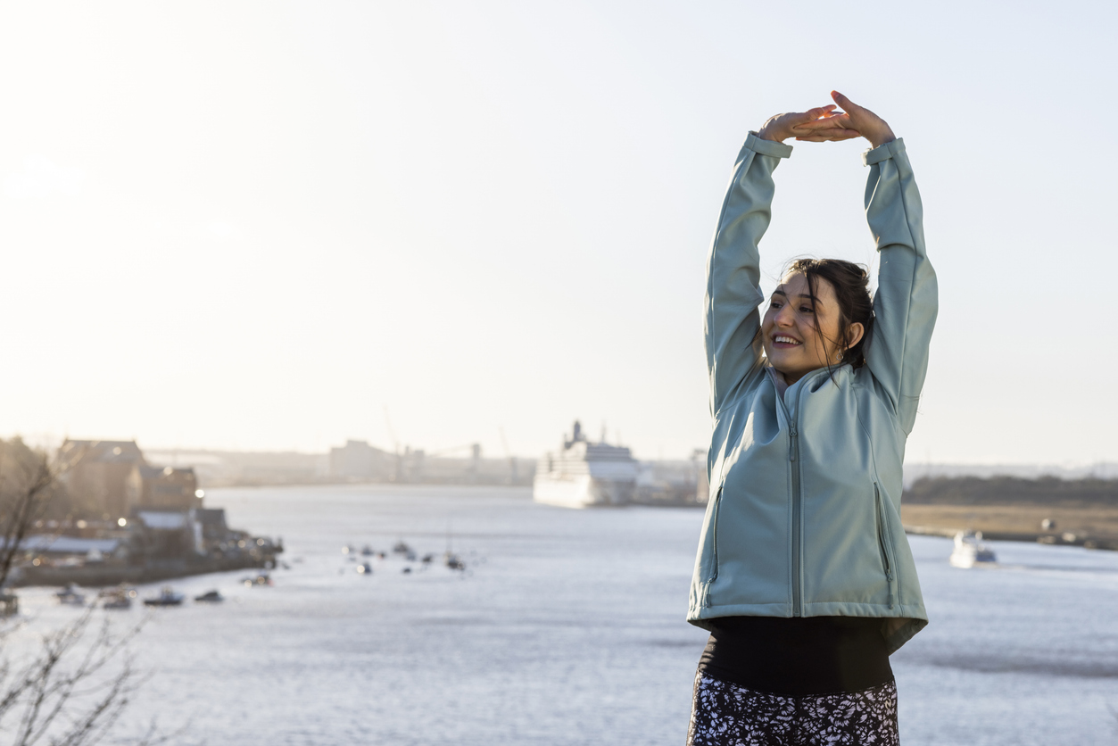 Woman Stretching and Exercising in the New Year
