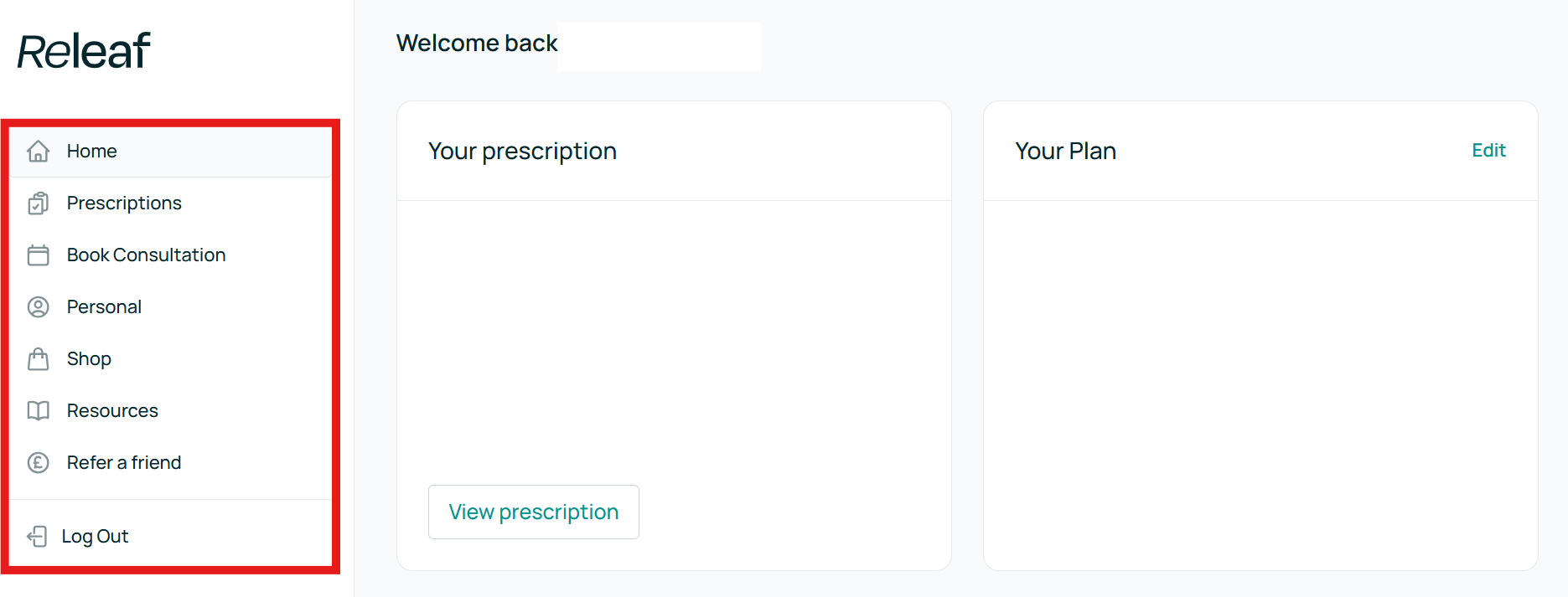 Releaf patient portal