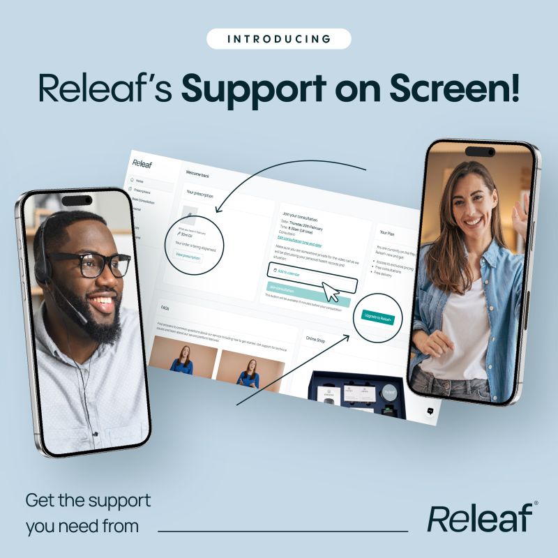 Releaf's on-screen support for medical cannabis patients