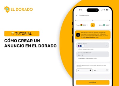 ¿Cómo crear un anuncio en El Dorado P2P?