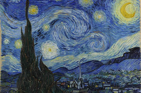 The Starry Night is an oil-on-canvas painting by the Dutch Post-Impressionist painter Vincent van Gogh. Painted in June 1889, it depicts the view from the east-facing window of his asylum room at Saint-Rémy-de-Provence, just before sunrise, with the addition of an imaginary village.