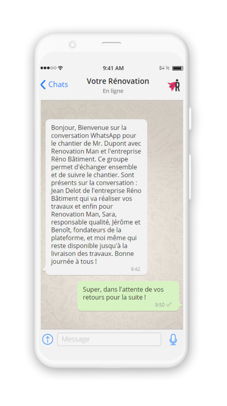 suivi chantier whatsapp