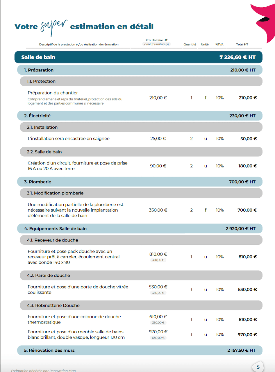exemple devis salle de bain 2