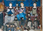 tre dame sedute con clessidra su sfondo blu