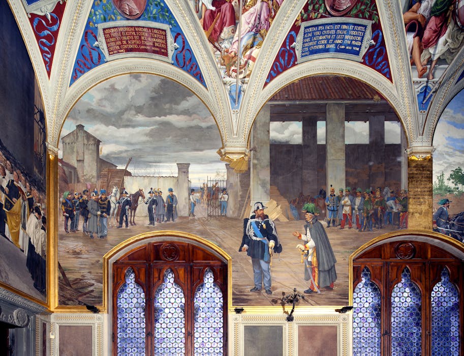 Affresco "L'incontro di Vignale" fra il Maresciallo Radetzky e Vittorio Emanuele II.