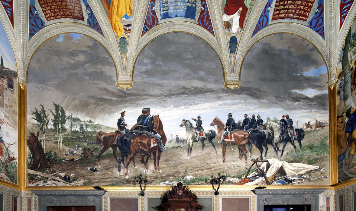 Affresco "Battaglia di San Martino" nella sala del Risorgimento al Museo Civico di Siena