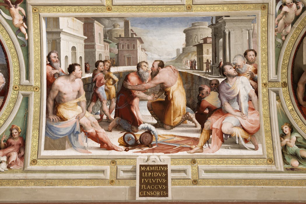 Affresco "La riconciliazione tra Emilio Lepido e Fulvio Flacco" nella sala del Concistoro al Museo Civico di Siena