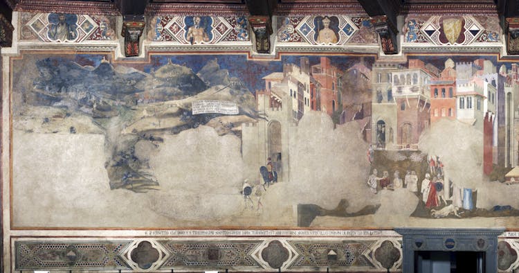Affresco "Effetti del Cattivo Governo in città e in campagna" nella sala della Pace al Museo Civico di Siena