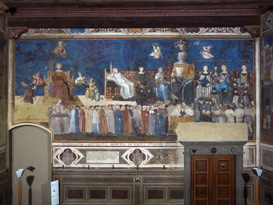 Affresco "Allegoria del Buon Governo" nella sala della Pace al Museo Civico di Siena