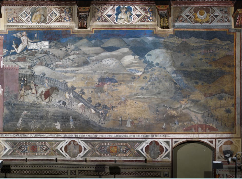 Affresco "Effetti del Buon Governo in campagna" nella sala della Pace al Museo Civico di Siena