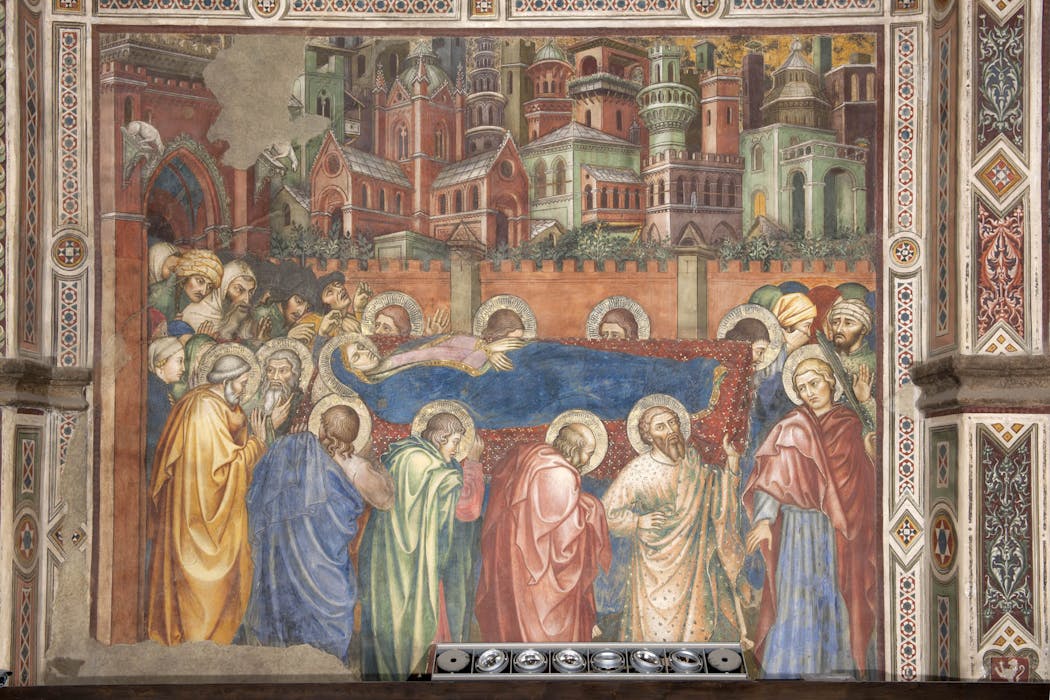Affresco "Funerali della Vergine" nella Cappella del Museo Civico di Siena