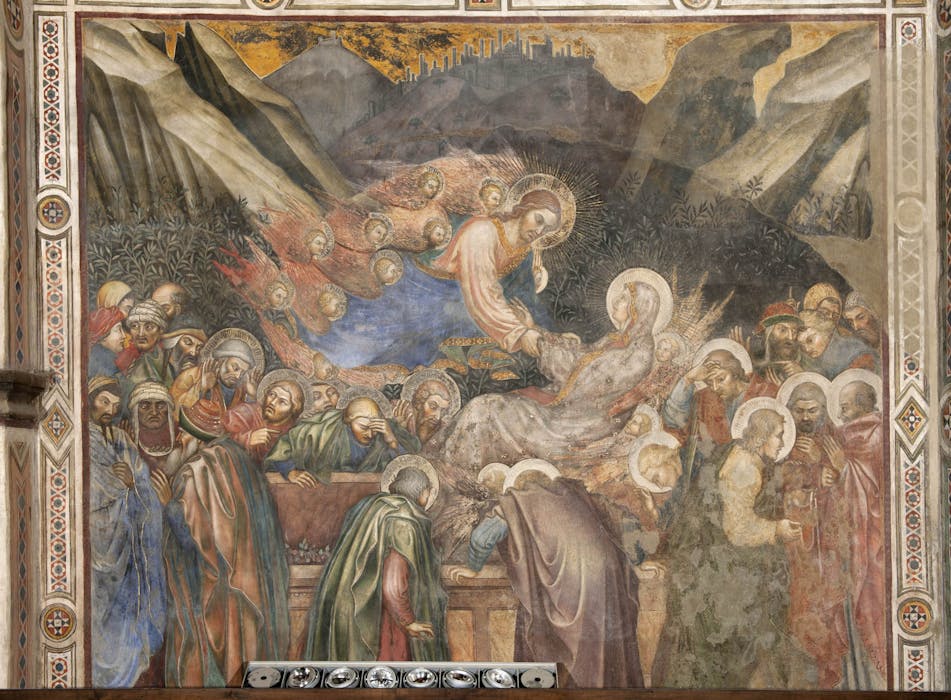 Affresco "Funerali della Vergine" nella Cappella del Museo Civico di Siena