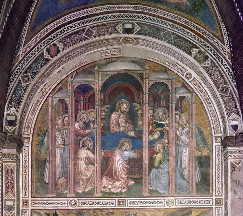 Affresco "Dormizione di Maria" nella cappella del Museo Civico di Siena