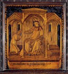 Intarsio "Il perdono dei peccati" nella Cappella dei Nove di Niccolà de' Cori