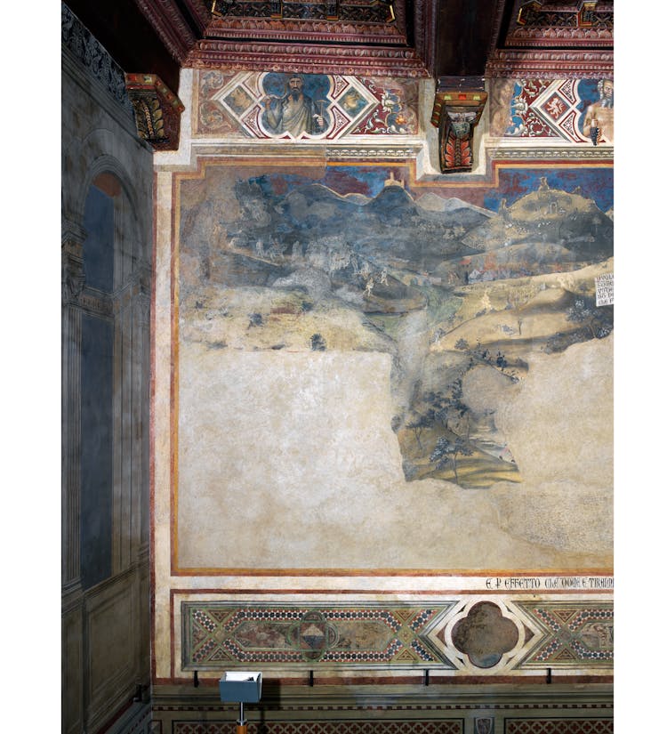 Particolare Affresco "Effetti del Cattivo Governo in città e in campagna" nella sala della Pace al Museo Civico di Siena