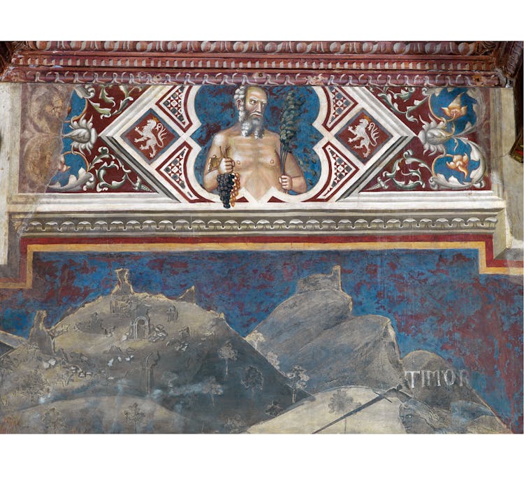Particolare Affresco "Effetti del Cattivo Governo in città e in campagna" nella sala della Pace al Museo Civico di Siena